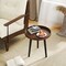 Compact Wooden Tray Side Table Round End Table for Sofa or Bed